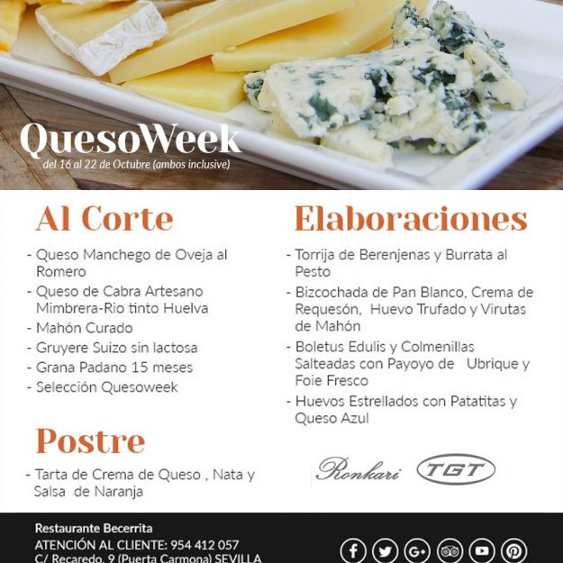 QuesoWeek 2017. Semana del Queso en Restaurante Becerrita, Sevilla